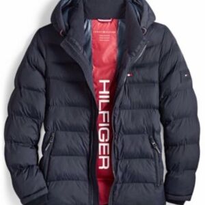 Tommy Hilfiger Men's Red and Navy Puffer Jacket